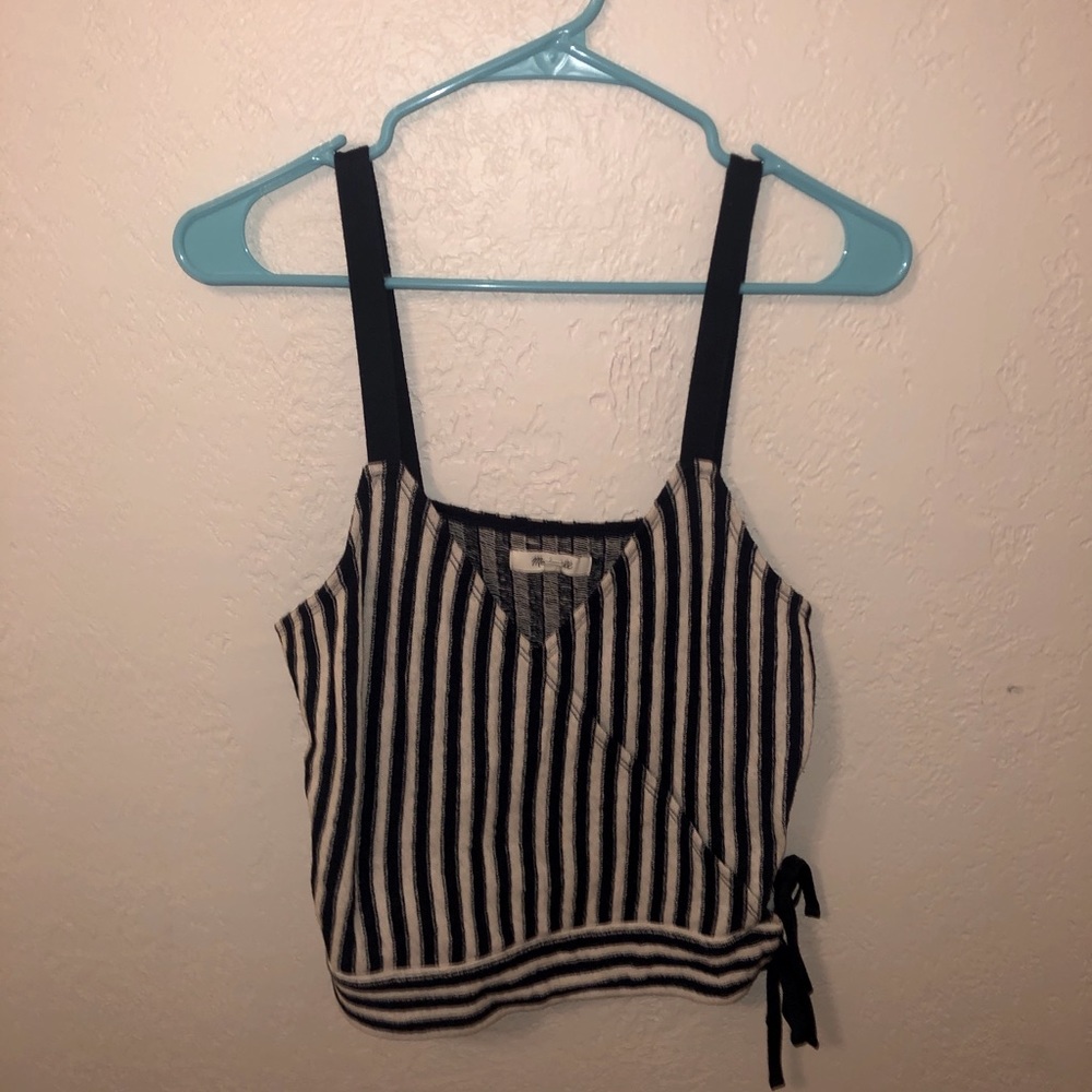Blue and white striped tank top